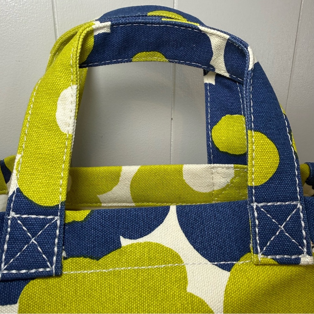 Maika Floral Canvas Tote Blue&Green boho Artsy bag purse recycled, eco-friendly - Picture 3 of 15